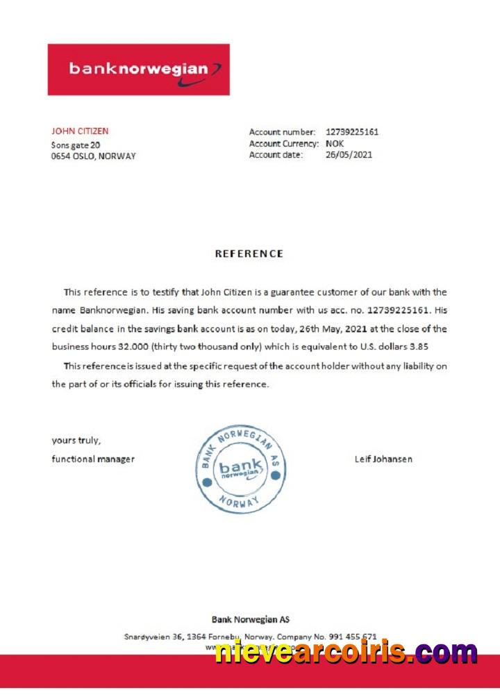 Norway Bank Norwegian reference